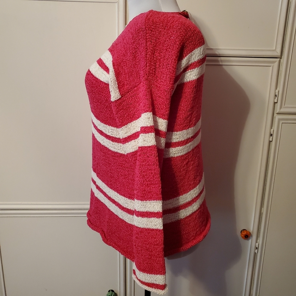 GH Bass & Co. Fuschia & White Striped Sweater - Picture 2 of 5
